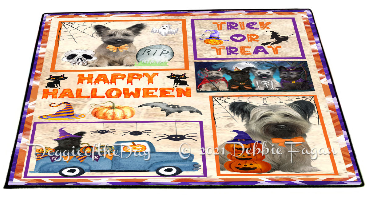 Happy Halloween Trick or Treat Skye Terrier Dogs Indoor/Outdoor Welcome Floormat - Premium Quality Washable Anti-Slip Doormat Rug FLMS58225