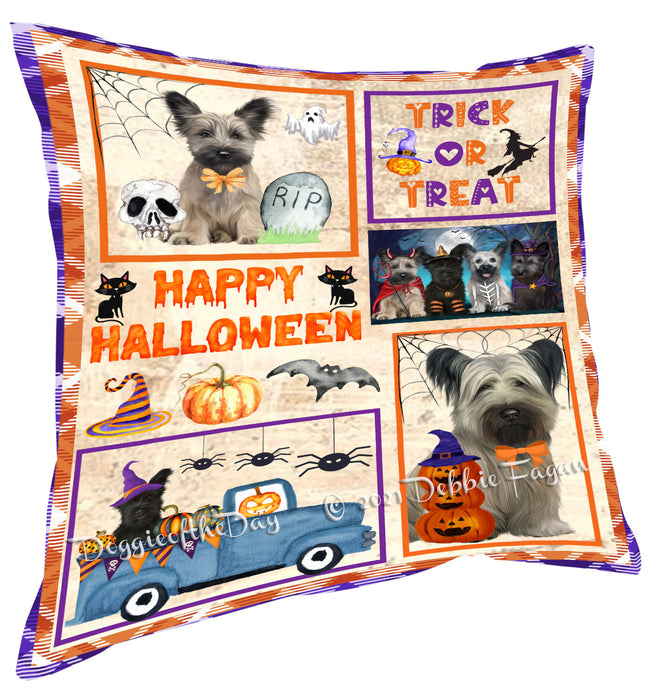Happy Halloween Trick or Treat Skye Terrier Dogs Pillow with Top Quality High-Resolution Images - Ultra Soft Pet Pillows for Sleeping - Reversible & Comfort - Ideal Gift for Dog Lover - Cushion for Sofa Couch Bed - 100% Polyester, PILA88384