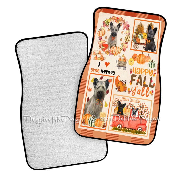 Happy Fall Y'all Pumpkin Skye Terrier Dogs Polyester Anti-Slip Vehicle Carpet Car Floor Mats CFM49327