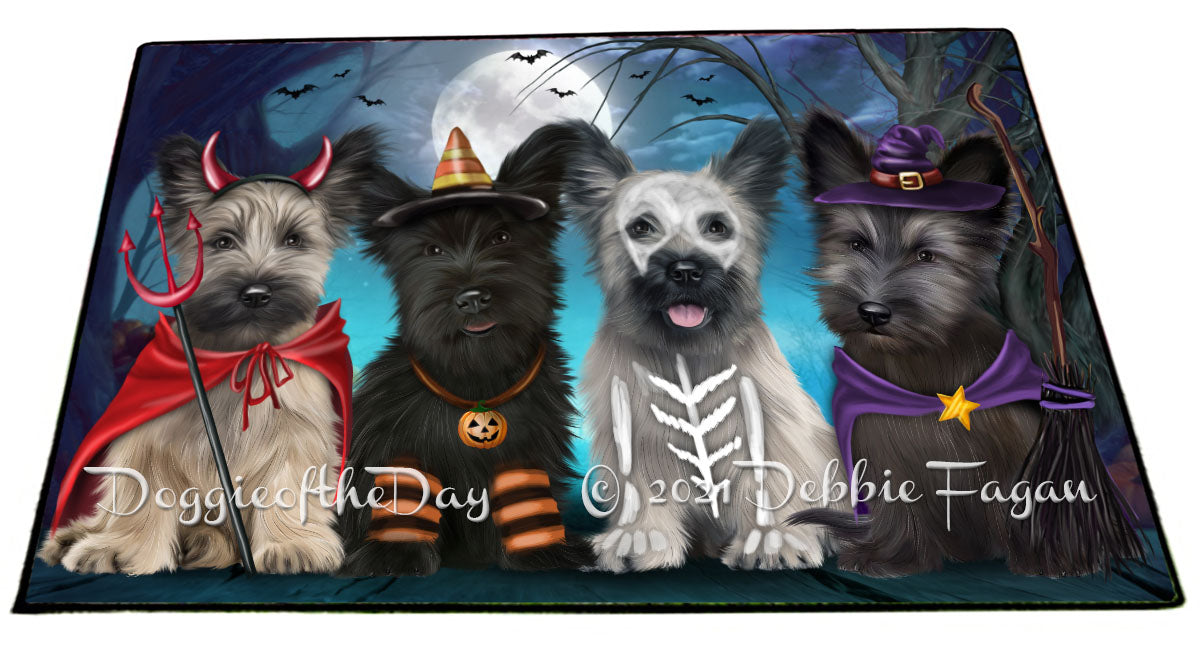 Happy Halloween Trick or Treat Skye Terrier Dogs Indoor/Outdoor Welcome Floormat - Premium Quality Washable Anti-Slip Doormat Rug FLMS58462