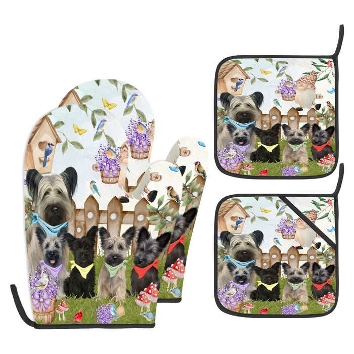 Skye Terrier Oven Mitts and Pot Holder Set: Kitchen Gloves for Cooking with Potholders, Custom, Personalized, Explore a Variety of Designs, Dog Lovers Gift