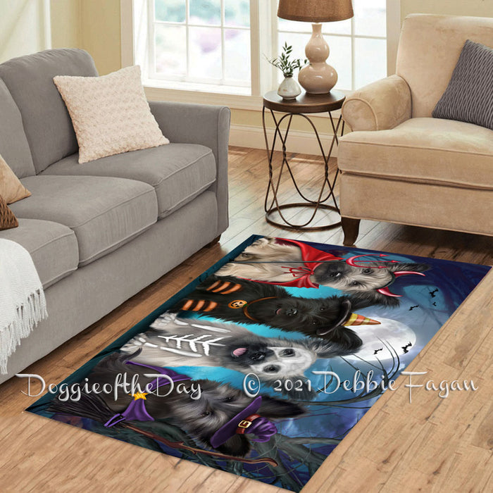 Happy Halloween Trick or Treat Skye Terrier Dogs Polyester Living Room Carpet Area Rug ARUG66446