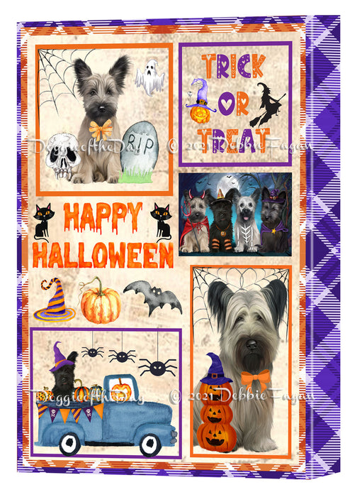Happy Halloween Trick or Treat Skye Terrier Dogs Canvas Wall Art Decor - Premium Quality Canvas Wall Art for Living Room Bedroom Home Office Decor Ready to Hang CVS150902