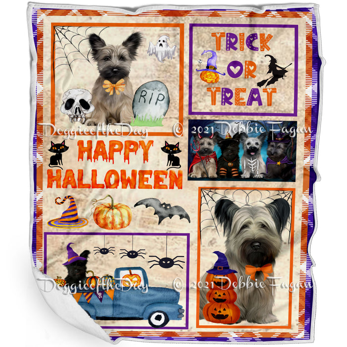 Happy Halloween Trick or Treat Skye Terrier Dogs Blanket BLNKT143791
