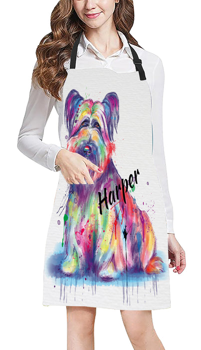 Custom Pet Name Personalized Watercolor Skye Terrier Dog Apron