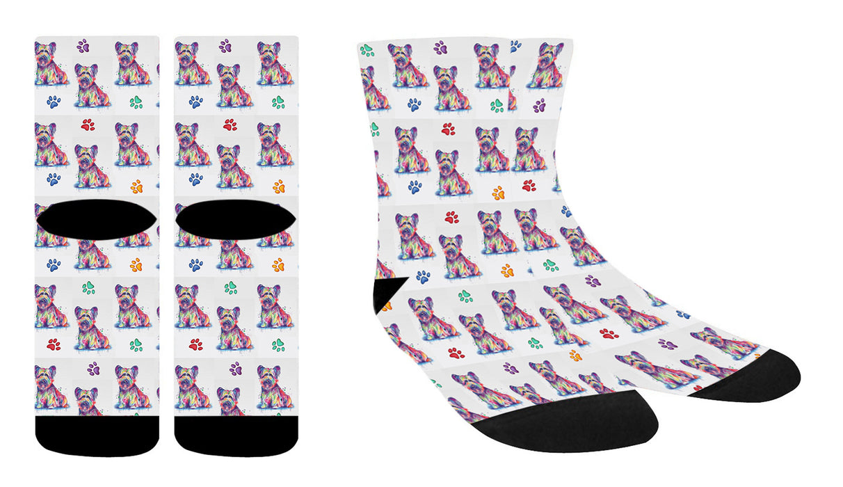 Watercolor Skye Terrier Dogs Women's Socks
