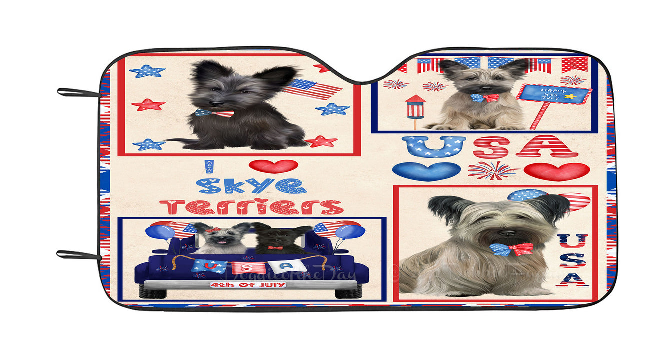 4th of July Independence Day I Love USA Skye Terrier Dogs Car Sun Shade Cover Curtain