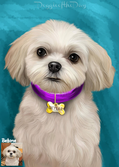 Digital Painting PERSONALIZED Caricature PET PORTRAIT! Custom Pet Dog or Cat Art