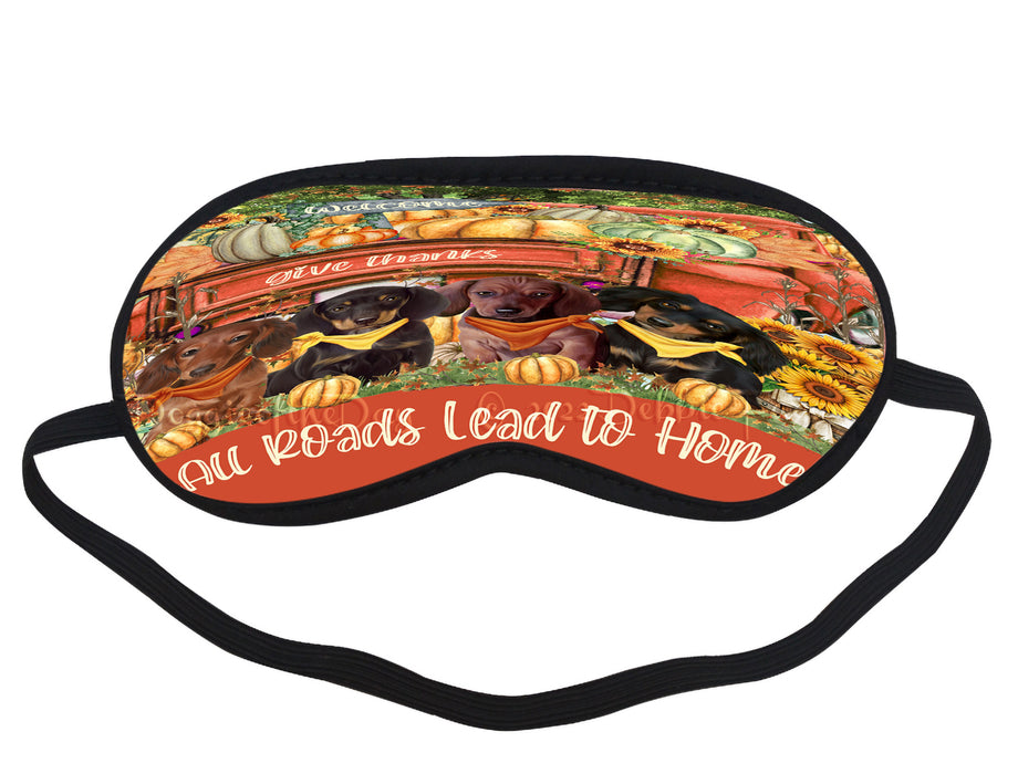 All Roads Lead to Home Orange Truck Harvest Fall Pumpkin Dachshund Dog on Sleeping Mask