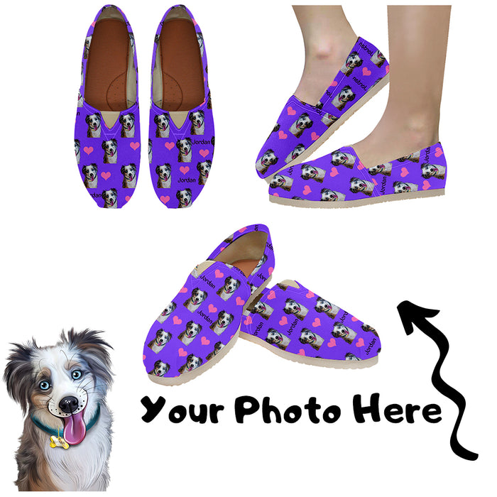 Custom Add Your Photo Here PET Dog Cat Photos on Unisex Classic Canvas Slip-On Shoes