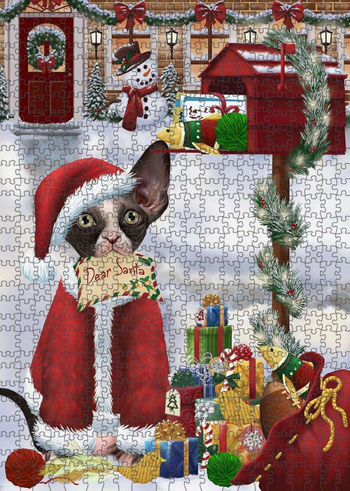Sphynx Cat Dear Santa Letter Christmas Holiday Mailbox Puzzle with Photo Tin PUZL81376