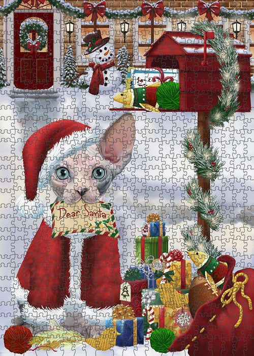 Sphynx Cat Dear Santa Letter Christmas Holiday Mailbox Puzzle with Photo Tin PUZL81380