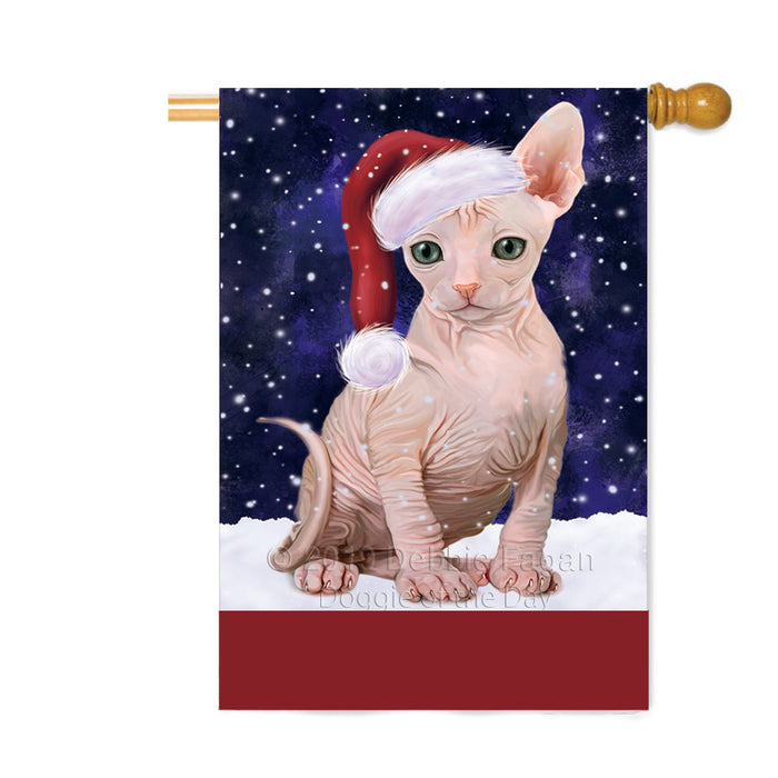 Personalized Let It Snow Happy Holidays Sphynx Cat Custom House Flag FLG-DOTD-A62514