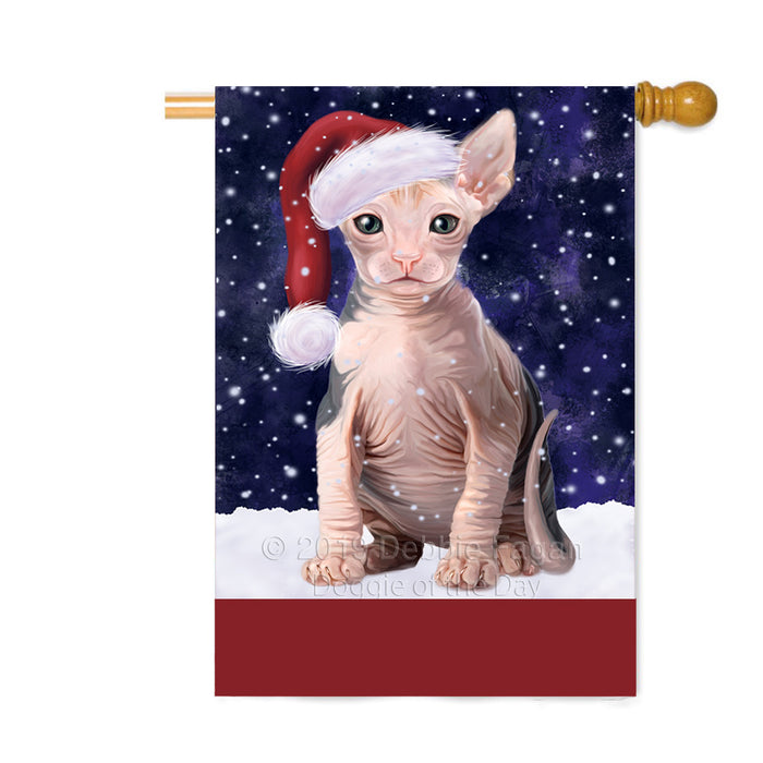 Personalized Let It Snow Happy Holidays Sphynx Cat Custom House Flag FLG-DOTD-A62515