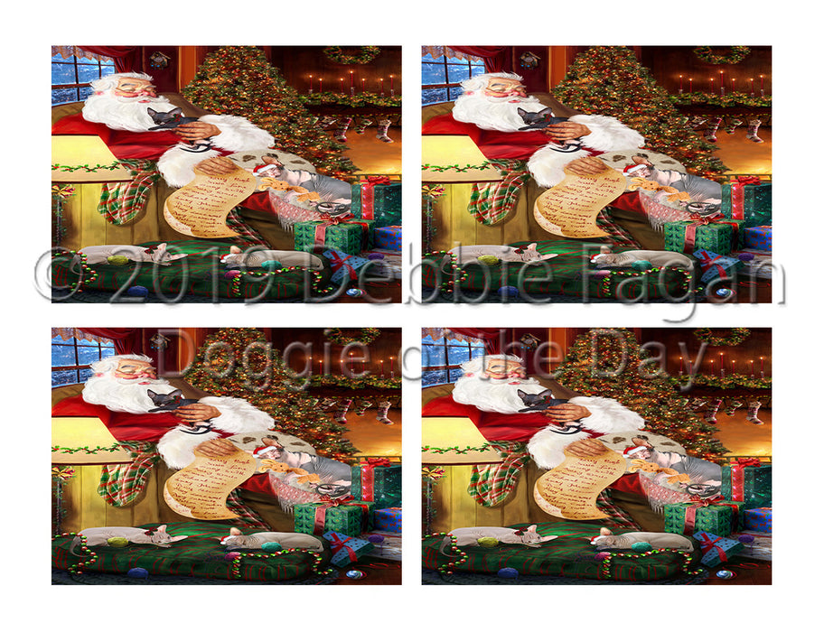 Santa Sleeping with Sphynx Cats Placemat