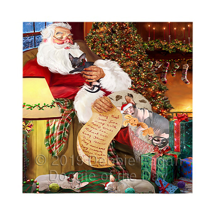 Santa Sleeping with Sphynx Cats Square Towel 