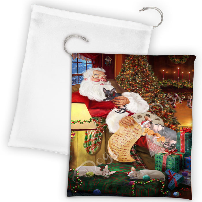 Santa Sleeping with Syberian Cats Drawstring Laundry or Gift Bag LGB48854