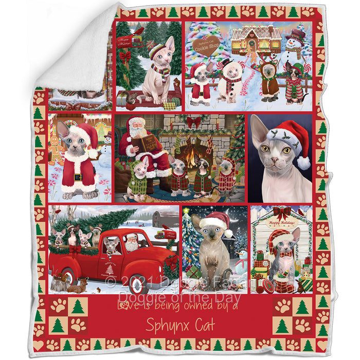 Love is Being Owned Christmas Sphynx Cats Blanket BLNKT143503