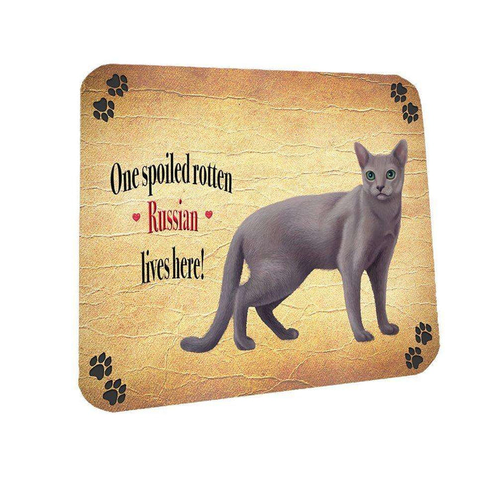 Spoiled Rotten Russian Blue Cat Coasters Set of 4