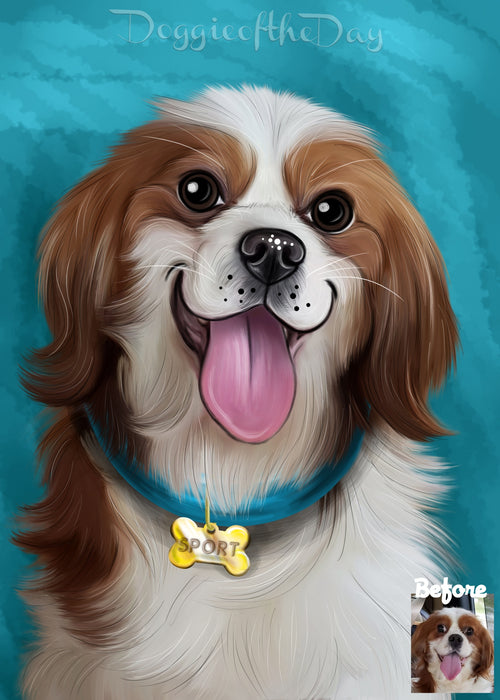 Digital Painting PERSONALIZED Caricature PET PORTRAIT! Custom Pet Dog or Cat Art