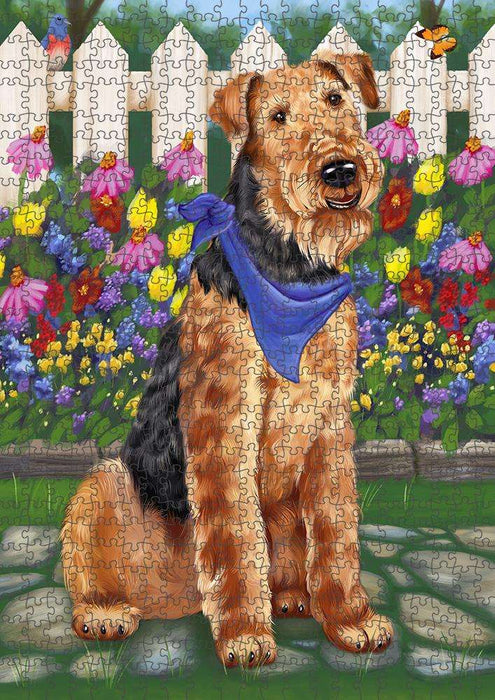 Spring Floral Airedale Terrier Dog Puzzle with Photo Tin PUZL52956