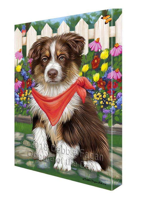 Spring Floral Australian Shepherd Dog Canvas Wall Art CVS63736
