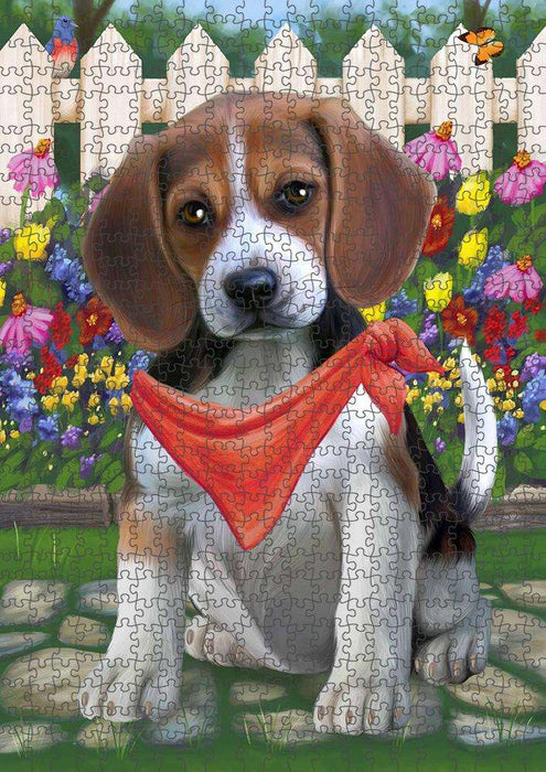 Spring Floral Beagle Dog Puzzle with Photo Tin PUZL53058