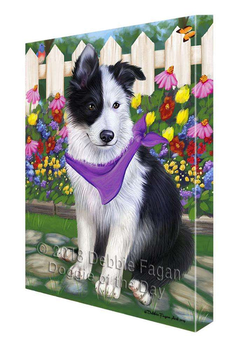 Spring Floral Border Collie Dog Canvas Wall Art CVS63979