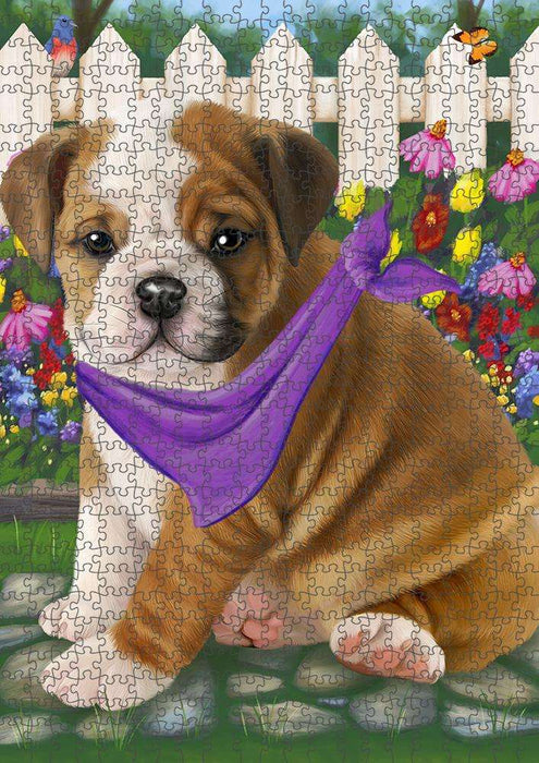 Spring Floral Bulldog Puzzle with Photo Tin PUZL53172