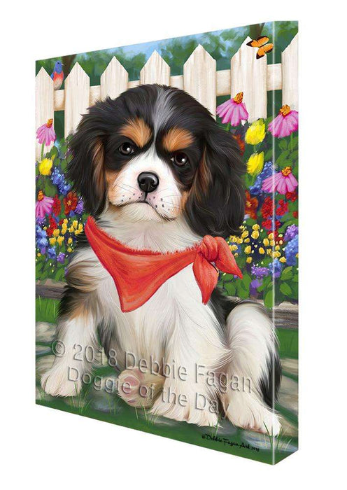 Spring Floral Cavalier King Charles Spaniel Dog Canvas Wall Art CVS64321