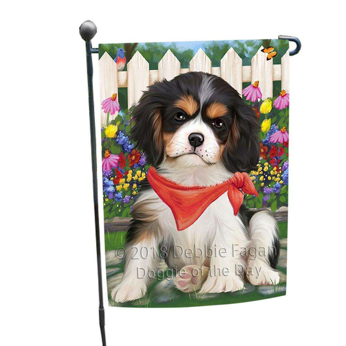 Spring Floral Cavalier King Charles Spaniel Dog Garden Flag GFLG49670