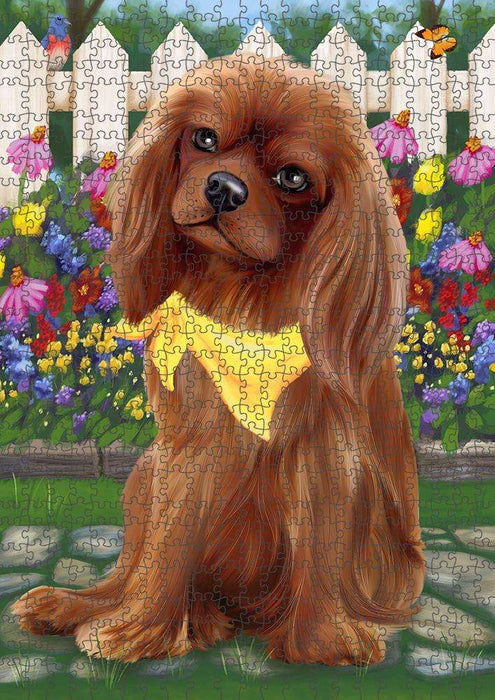 Spring Floral Cavalier King Charles Spaniel Dog Puzzle with Photo Tin PUZL53226