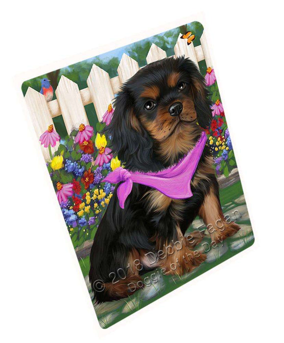 Spring Floral Cavalier King Charles Spaniel Dog Tempered Cutting Board C53397