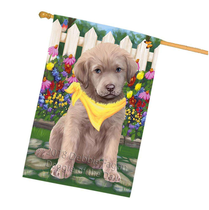 Spring Floral Chesapeake Bay Retriever Dog House Flag FLG49811