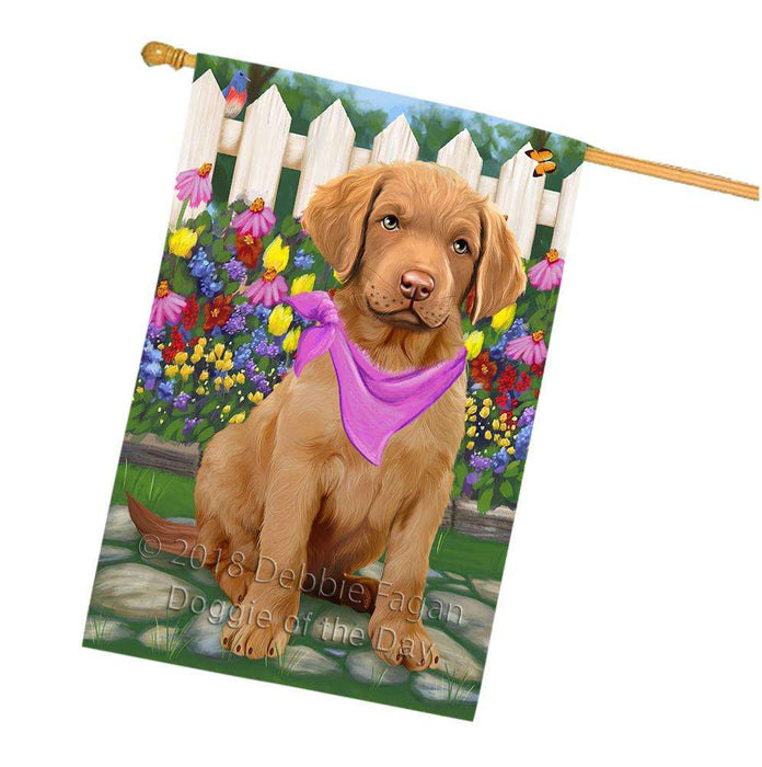 Spring Floral Chesapeake Bay Retriever Dog House Flag FLG49813