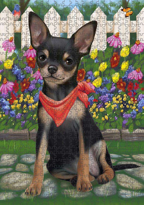 Spring Floral Chihuahua Dog Puzzle with Photo Tin PUZL53262