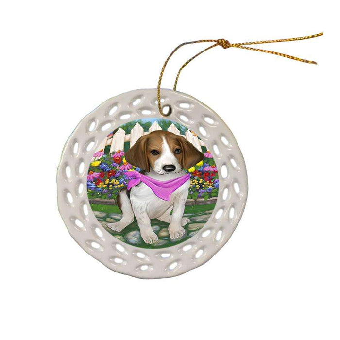 Spring Floral Treeing Walker Coonhound Dog Ceramic Doily Ornament DPOR52182