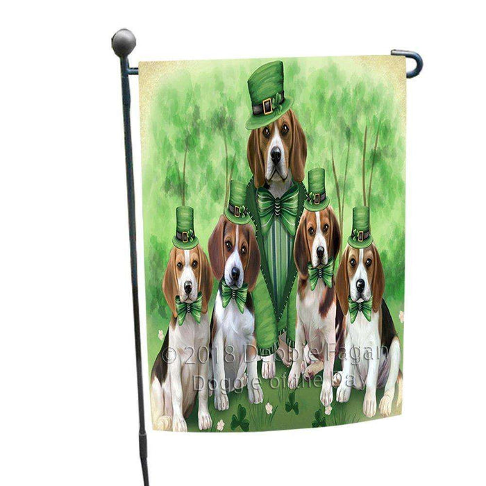 St. Patricks Day Irish Family Portrait Beagles Dog Garden Flag GFLG49098