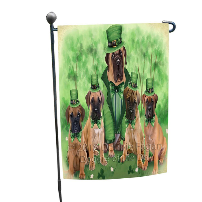 St. Patricks Day Irish Family Portrait Bullmastiffs Dog Garden Flag GFLG48665