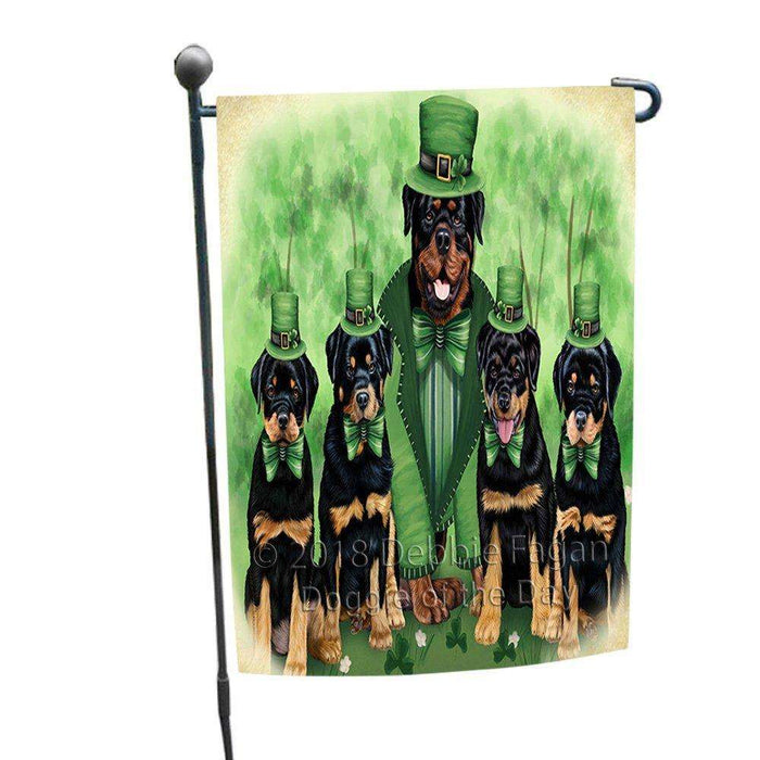 St. Patricks Day Irish Family Portrait Rottweilers Dog Garden Flag GFLG49156