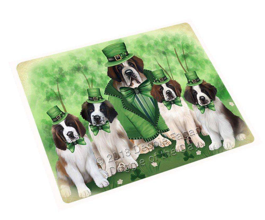 St. Patricks Day Irish Family Portrait Saint Bernards Dog Tempered Cutting Board C51618