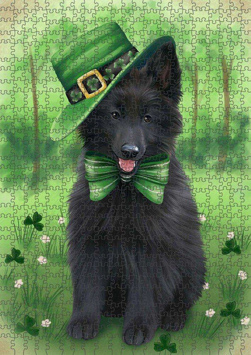 St. Patricks Day Irish Portrait Belgian Shepherd Dog Puzzle with Photo Tin PUZL51657
