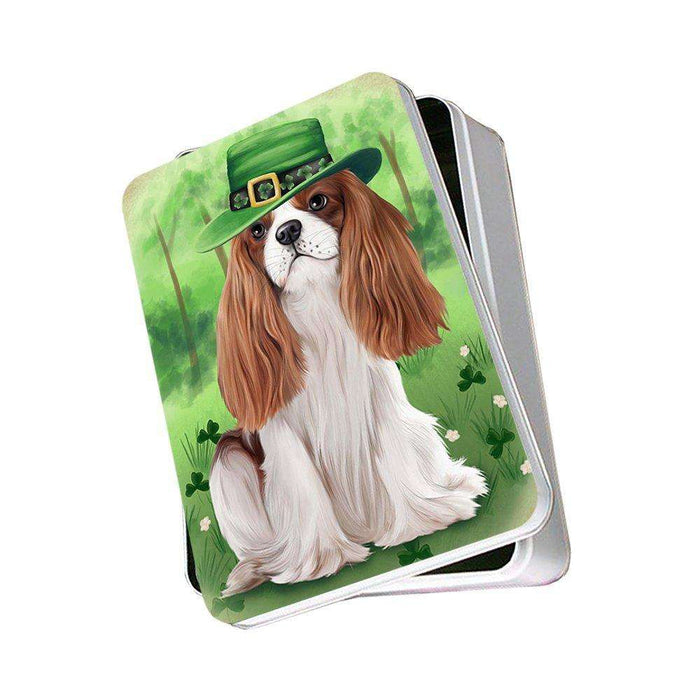 St. Patricks Day Irish Portrait Cavalier King Charles Spaniel Dog Photo Storage Tin PITN48763