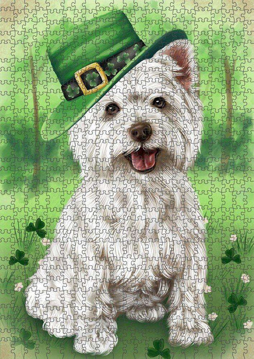 St. Patricks Day Irish Portrait West Highland White Terrier Dog Puzzle with Photo Tin PUZL51990