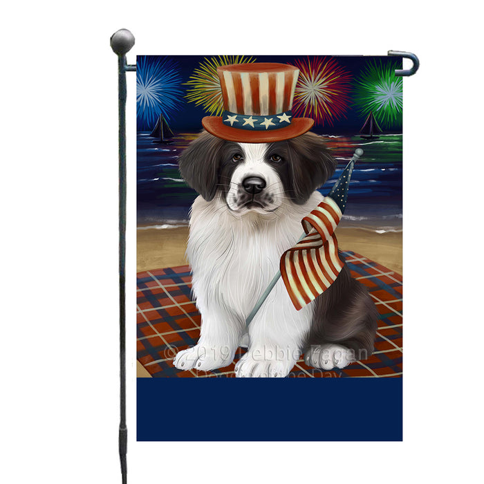 Personalized 4th of July Firework Saint Bernard Dog Custom Garden Flags GFLG-DOTD-A58123