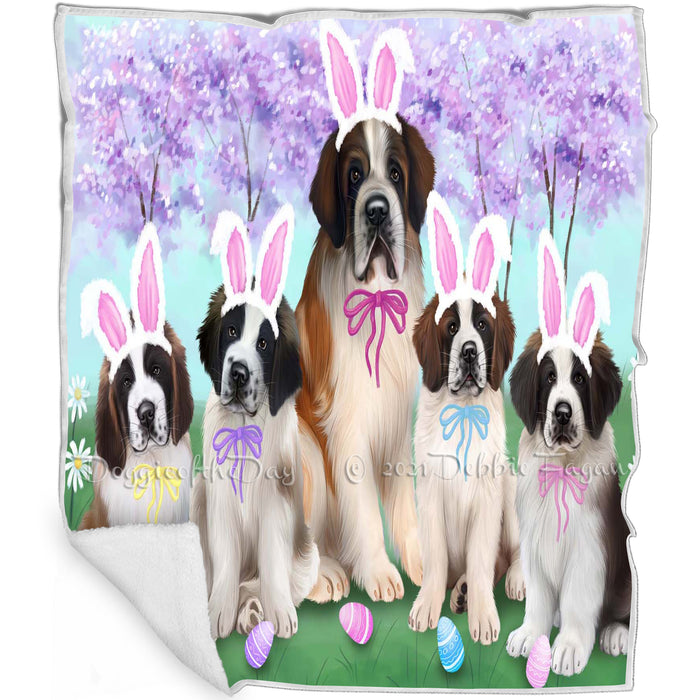 Saint Bernards Dog Easter Holiday Blanket BLNKT59970
