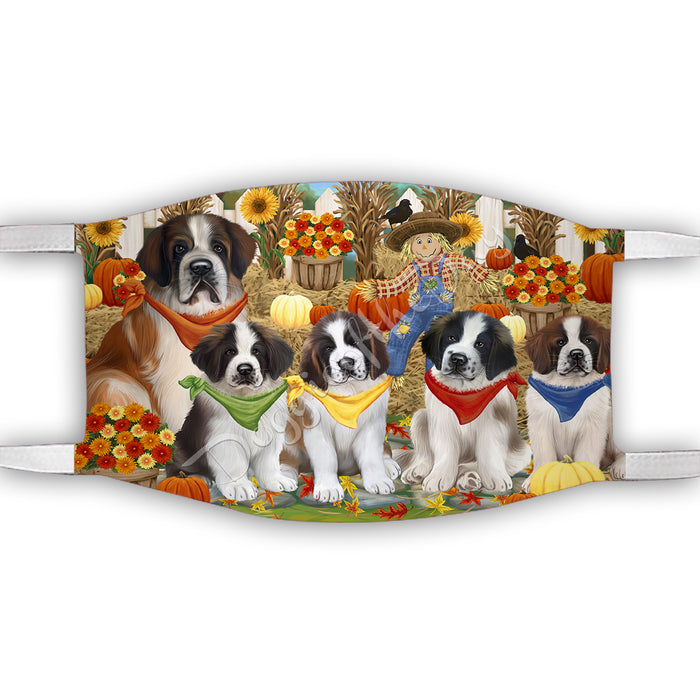 Fall Festive Harvest Time Gathering  Saint Bernard Dogs Face Mask FM48577