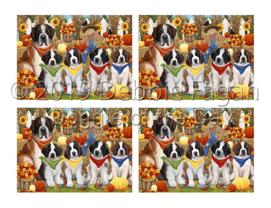 Fall Festive Harvest Time Gathering Saint Bernard Dogs Placemat