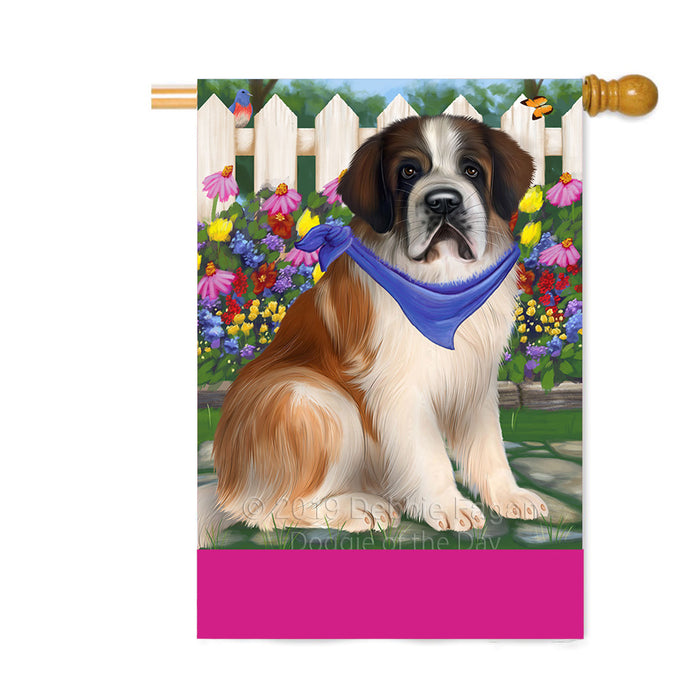 Personalized Spring Floral Saint Bernard Dog Custom House Flag FLG-DOTD-A63072