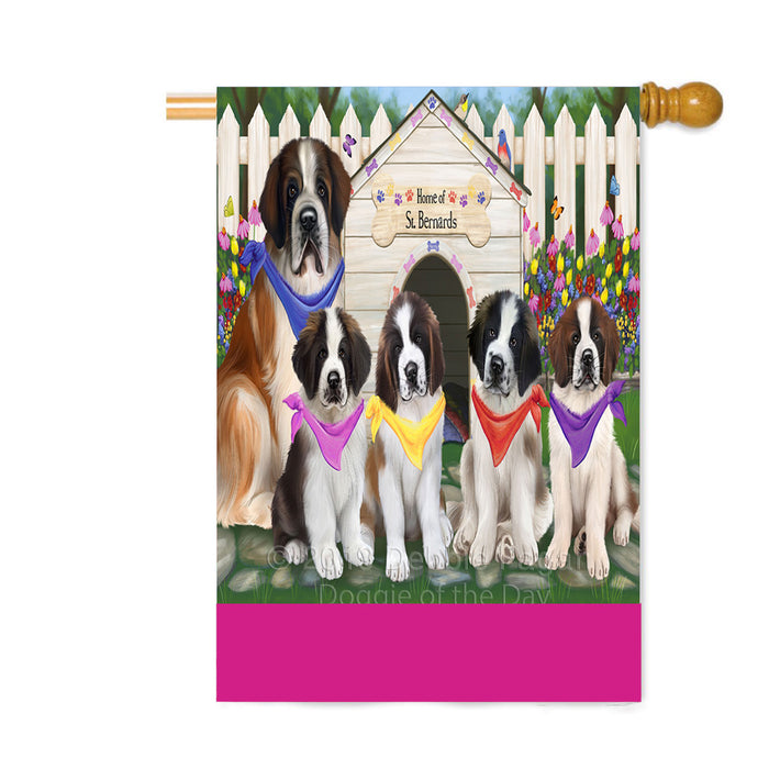 Personalized Spring Dog House Saint Bernard Dogs Custom House Flag FLG-DOTD-A63073